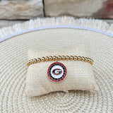 Georgia Bulldogs Pave Disc Bead Bracelet - The Pink Pineapple 850