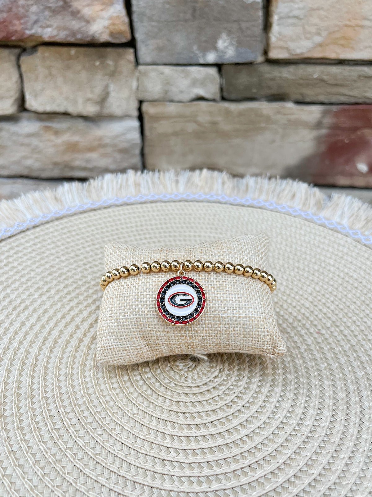 Georgia Bulldogs Pave Disc Bead Bracelet - The Pink Pineapple 850