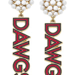 Georgia Dawgs Pearl Cluster Enamel Drop Earrings - The Pink Pineapple 850