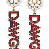Georgia Dawgs Pearl Cluster Enamel Drop Earrings - The Pink Pineapple 850