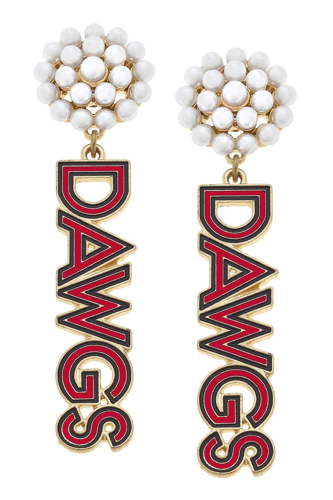 Georgia Dawgs Pearl Cluster Enamel Drop Earrings - The Pink Pineapple 850