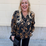 Gilded Evening Button Front Blouse - The Pink Pineapple 850