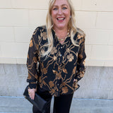 Gilded Evening Button Front Blouse - The Pink Pineapple 850