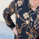 Gilded Evening Button Front Blouse - The Pink Pineapple 850