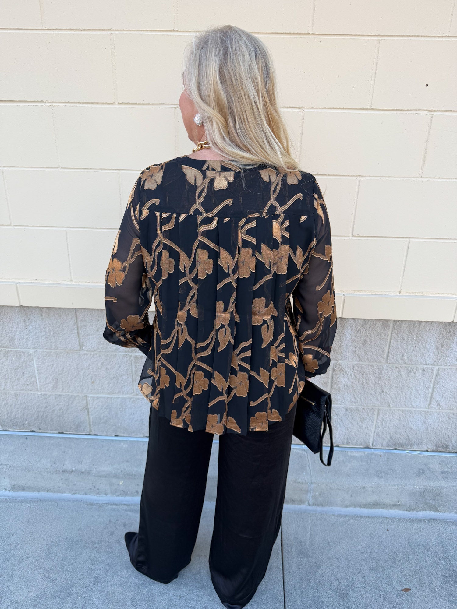 Gilded Evening Button Front Blouse - The Pink Pineapple 850