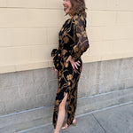 Gilded Evening Button - Up Belted Midi Dress - The Pink Pineapple 850