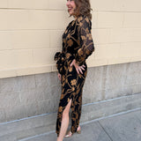 Gilded Evening Button - Up Belted Midi Dress - The Pink Pineapple 850