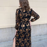 Gilded Evening Button - Up Belted Midi Dress - The Pink Pineapple 850