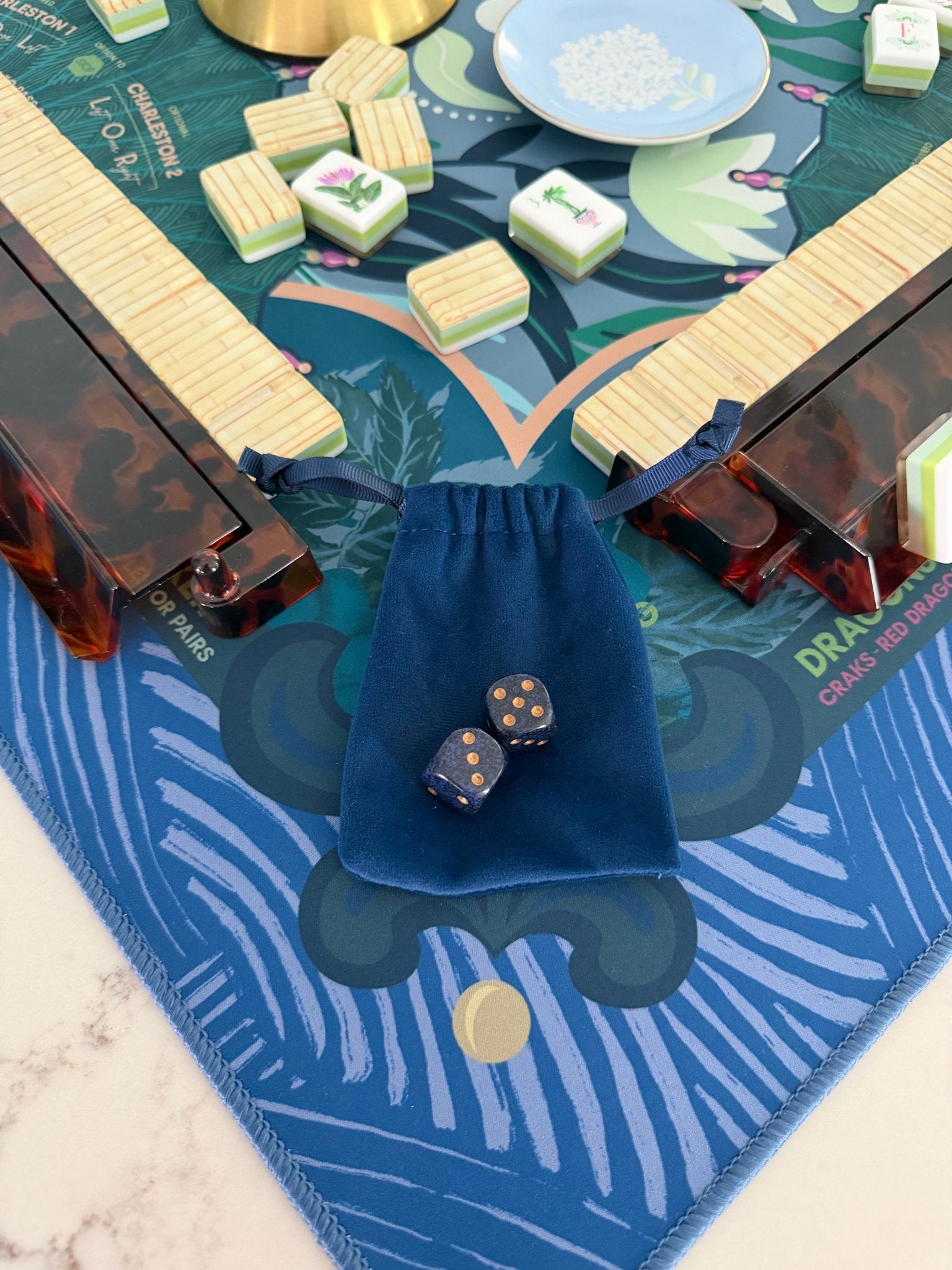Gilded Midnight Mahjong Dice - The Pink Pineapple 850