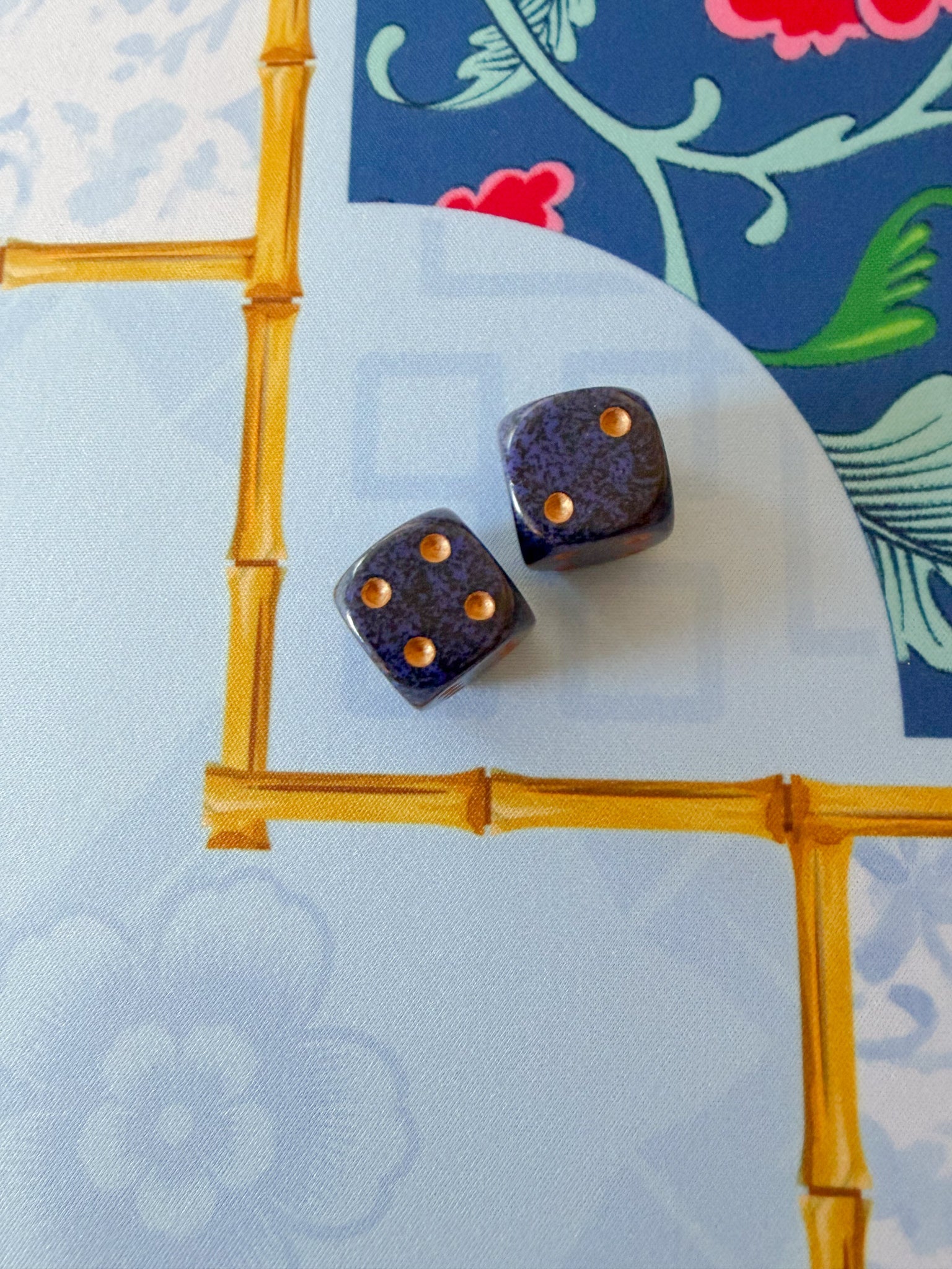 Gilded Midnight Mahjong Dice - The Pink Pineapple 850