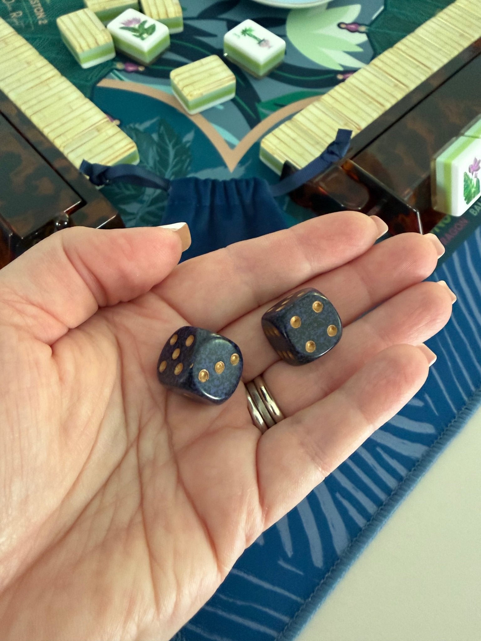 Gilded Midnight Mahjong Dice - The Pink Pineapple 850