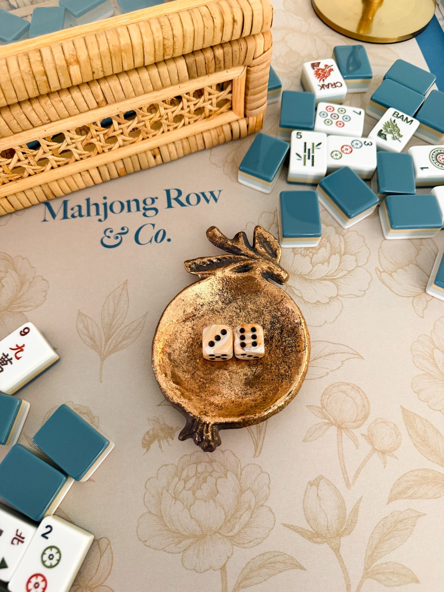 Gilded Pomegranate Cast Iron Mahjong Dice Dish - The Pink Pineapple 850