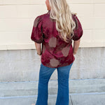 Gilded Wine Puff Sleeve Top - The Pink Pineapple 850