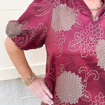 Gilded Wine Puff Sleeve Top - The Pink Pineapple 850