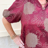 Gilded Wine Puff Sleeve Top - The Pink Pineapple 850