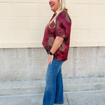 Gilded Wine Puff Sleeve Top - The Pink Pineapple 850