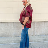 Gilded Wine Puff Sleeve Top - The Pink Pineapple 850