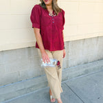 Gingham Straight Leg Pants - The Pink Pineapple 850