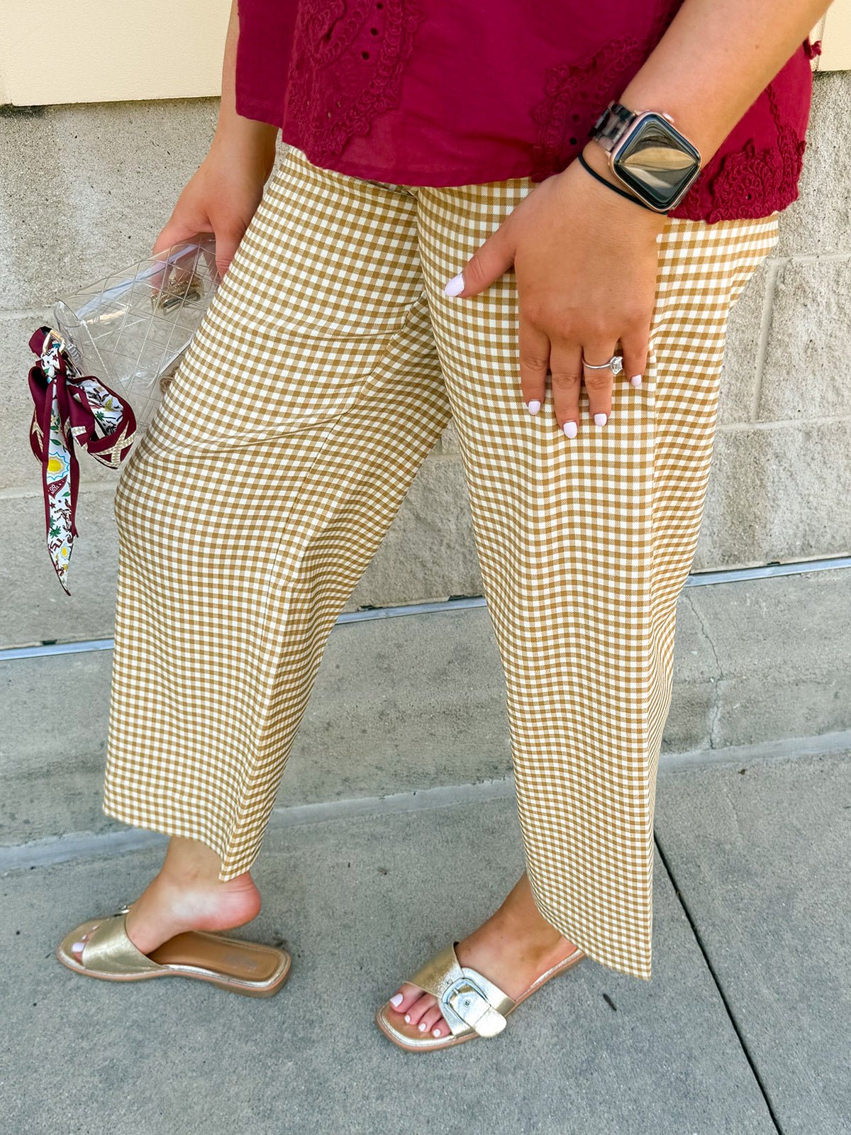 Gingham Straight Leg Pants - The Pink Pineapple 850