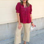 Gingham Straight Leg Pants - The Pink Pineapple 850