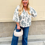 Girly and Glamorous Jade Balloon Sleeve Button Down Top - The Pink Pineapple 850