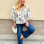 Girly and Glamorous Jade Balloon Sleeve Button Down Top - The Pink Pineapple 850