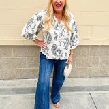 Girly and Glamorous Jade Balloon Sleeve Button Down Top - The Pink Pineapple 850