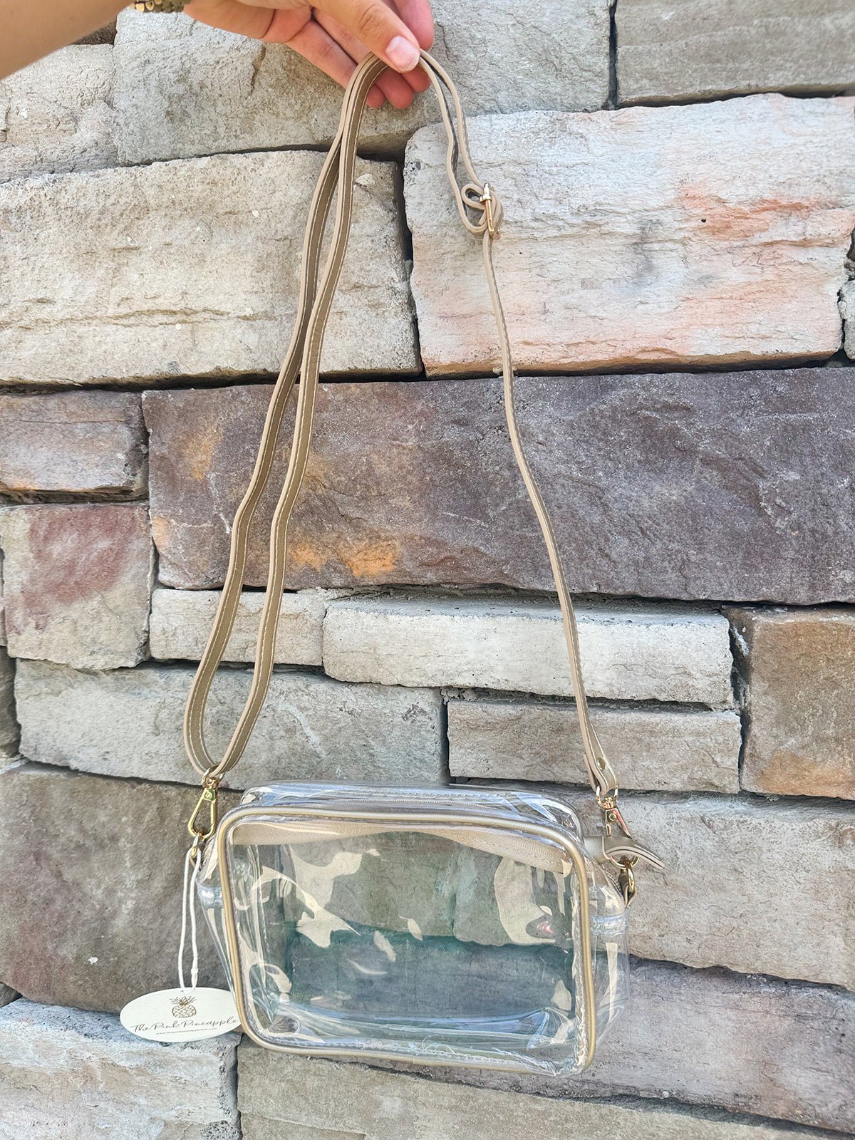 Glam Clear Crossbody in Gold - The Pink Pineapple 850