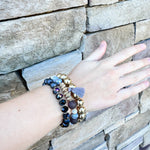 Glass Beads Tassel Pendant Layered Charm Bracelet in Black - The Pink Pineapple 850