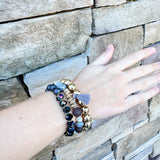 Glass Beads Tassel Pendant Layered Charm Bracelet in Black - The Pink Pineapple 850