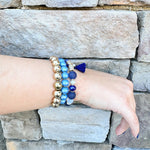 Glass Beads Tassel Pendant Layered Charm Bracelet in Navy - The Pink Pineapple 850