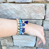 Glass Beads Tassel Pendant Layered Charm Bracelet in Navy - The Pink Pineapple 850