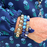 Glass Beads Tassel Pendant Layered Charm Bracelet in Navy - The Pink Pineapple 850