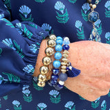 Glass Beads Tassel Pendant Layered Charm Bracelet in Navy - The Pink Pineapple 850