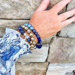 Glass Beads Tassel Pendant Layered Charm Bracelet in Navy - The Pink Pineapple 850