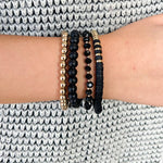 Glass Wood Rubber Metal Bracelet Set - Black - The Pink Pineapple 850