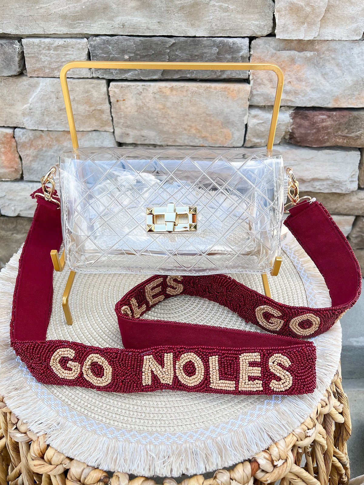 Go Noles Beaded Bag Strap in Garnet - The Pink Pineapple 850