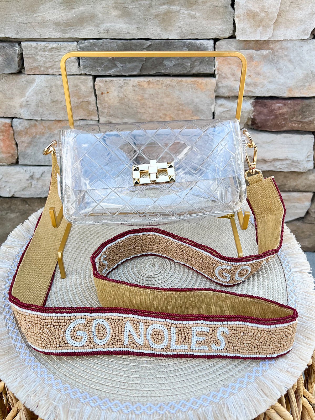 Go Noles Beaded Bag Strap in Gold - The Pink Pineapple 850