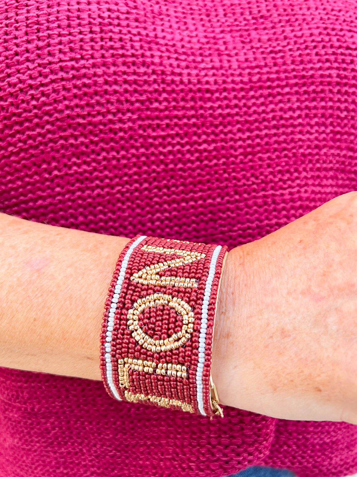 Go Noles Beaded Cuff in Garnet and Gold - The Pink Pineapple 850