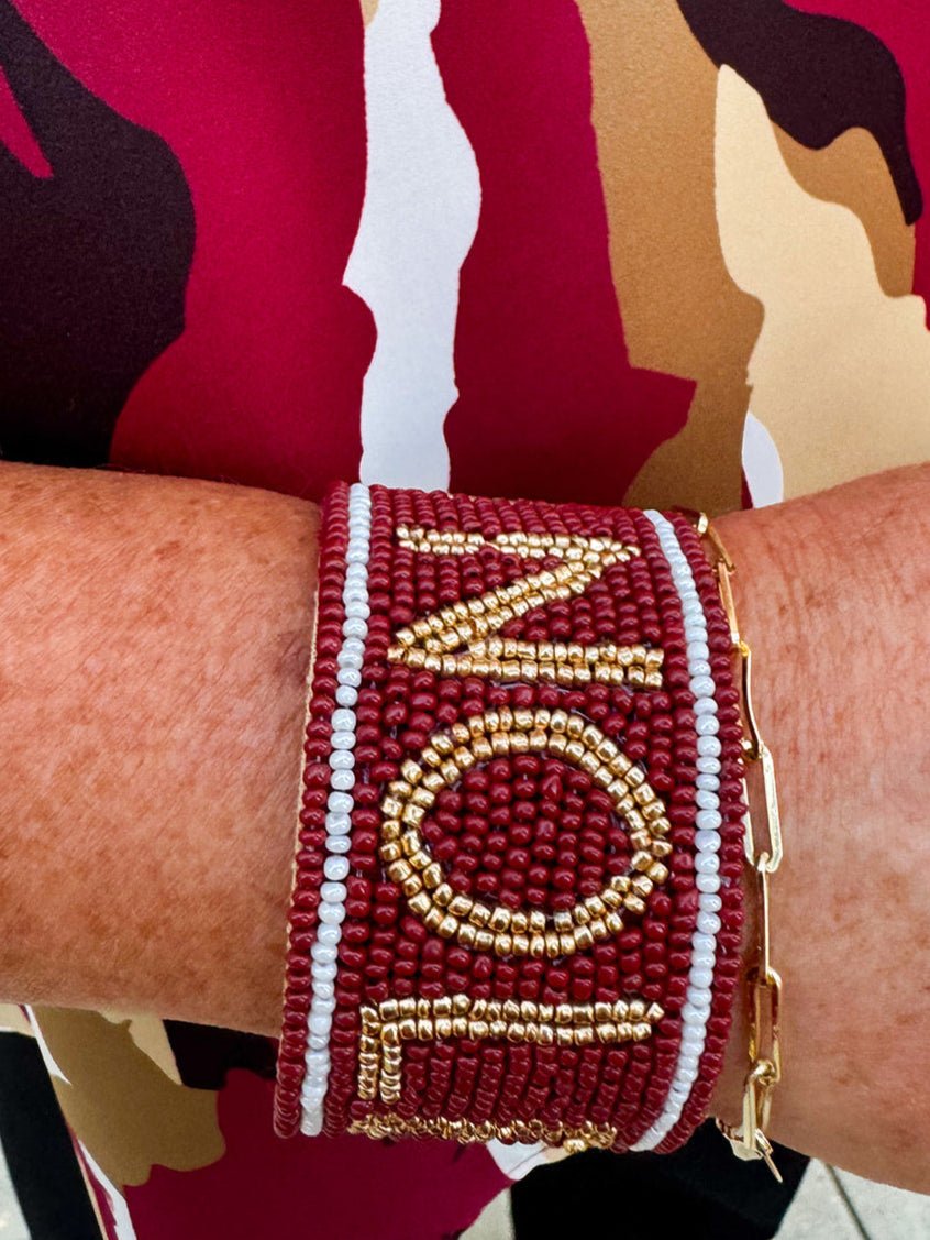 Go Noles Beaded Cuff in Garnet and Gold - The Pink Pineapple 850