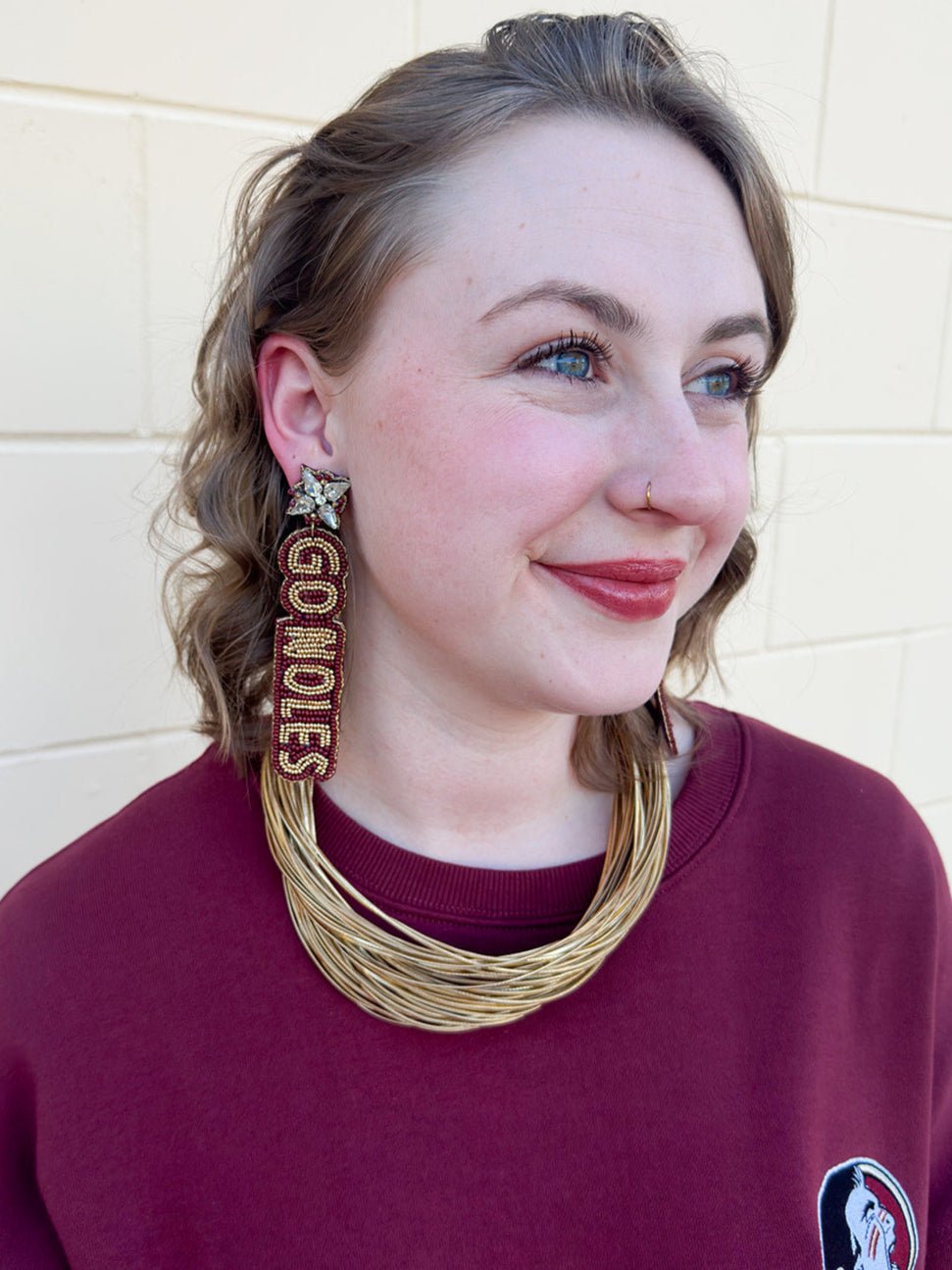 Go Noles Hand Beaded Earrings - The Pink Pineapple 850