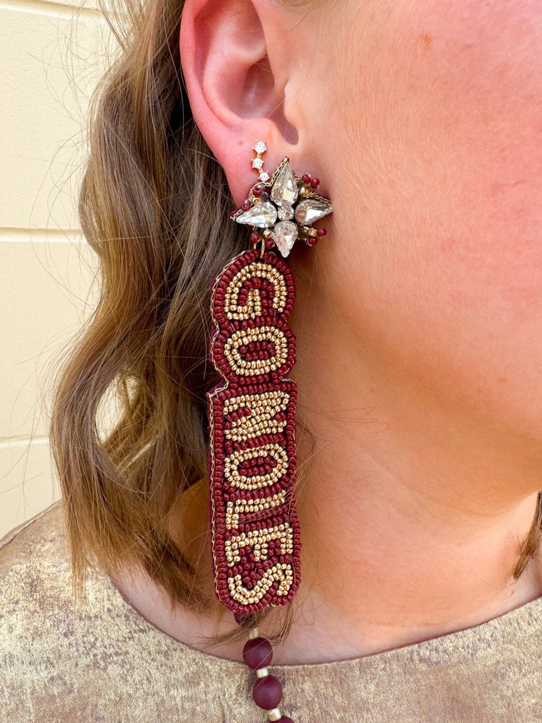 Go Noles Hand Beaded Earrings - The Pink Pineapple 850