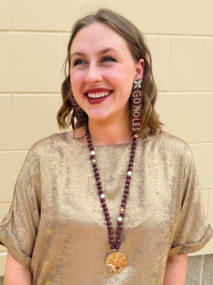 Go Noles Hand Beaded Earrings - The Pink Pineapple 850