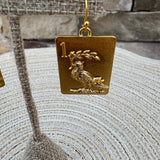 Gold Bird Bam Tile Earrings - The Pink Pineapple 850