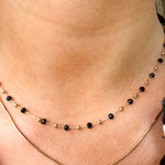Gold Dainty Chain with Black Crystals Layered Necklace - The Pink Pineapple 850