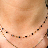 Gold Dainty Chain with Black Crystals Layered Necklace - The Pink Pineapple 850