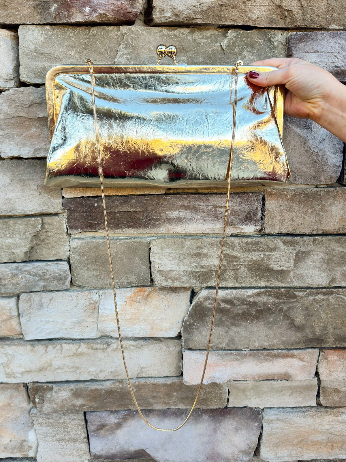 Gold Isabella Clutch - The Pink Pineapple 850