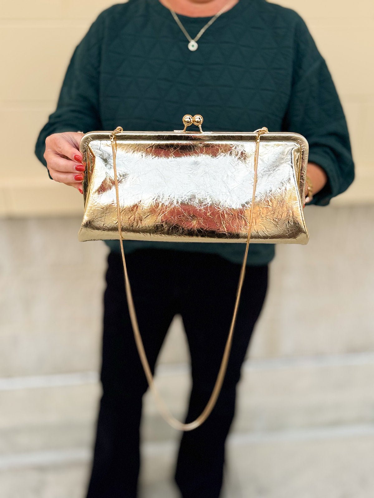 Gold Isabella Clutch - The Pink Pineapple 850