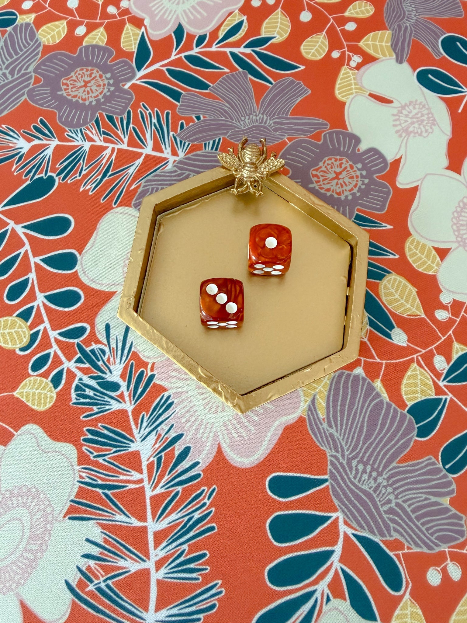Golden Bee Dice Catchall Dish - The Pink Pineapple 850