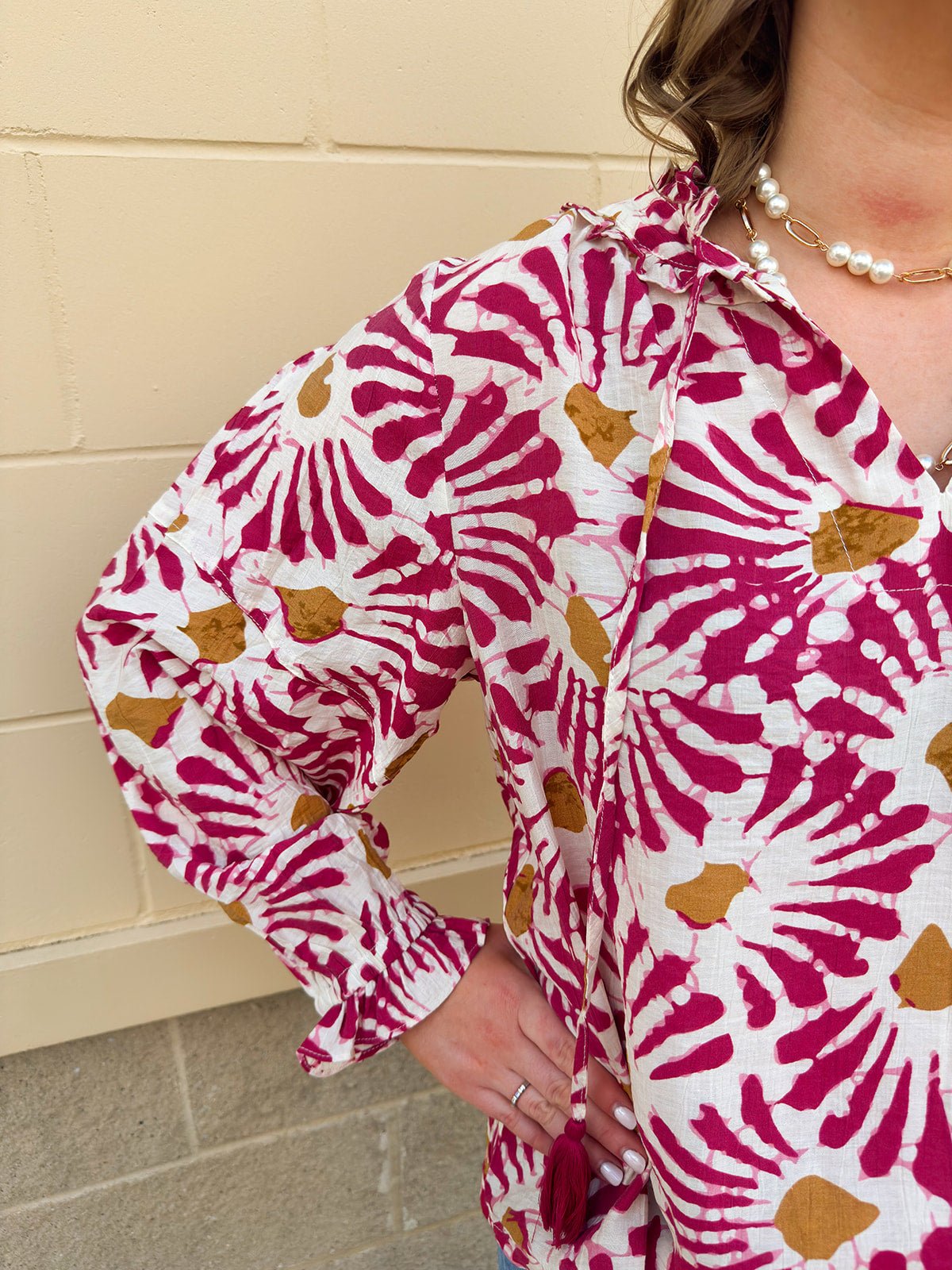 Golden Ember Tassel Blouse - The Pink Pineapple 850